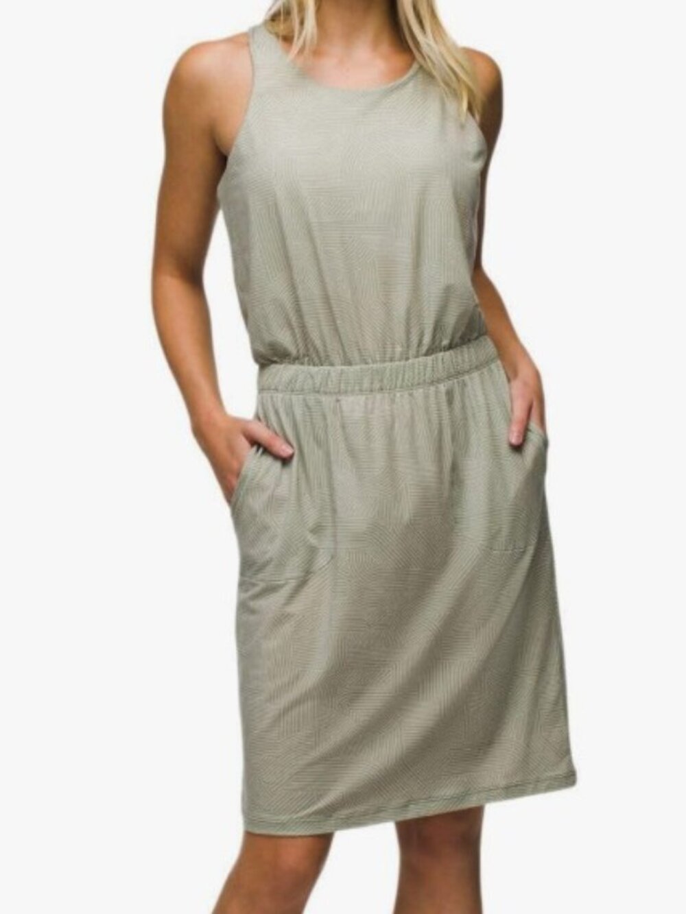 prAna Kamen Dress Juniper Green Linea Sustainable Knit Mini Tank Dress Size Lg